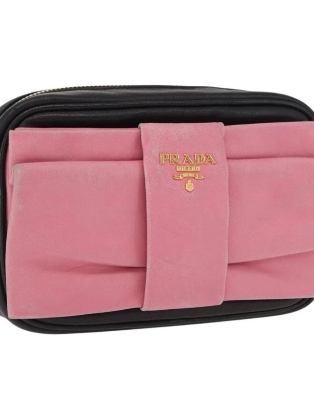 PRADA Shoulder Bag Leather Pink Gold